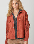 Fringe Back Suede Shirt Jacket