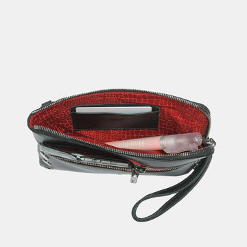 Nash Small 2 - Black Gunmetal Red Zipper