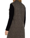 LC Coatigan w/Sweater Sleeves 36" Black/Tan Herringbone