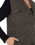 LC Coatigan w/Sweater Sleeves 36" Black/Tan Herringbone