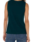 LC Sleeveless boat Neck Rib Knit Top Dark Forest