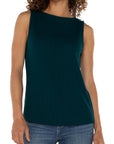 LC Sleeveless boat Neck Rib Knit Top Dark Forest