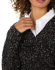 Collared Sweater Long Slv -BLK w/White