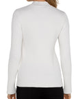 LC Long Sleeve Mock Neck Cable Sweater Porcelain