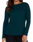 LC Long Sleeve Boat Neck Top Dark Forest