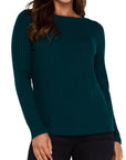 LC Long Sleeve Boat Neck Top Dark Forest