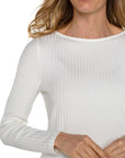 LC Long Sleeve Boat Neck Knit Top Snow