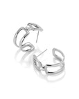 UNOde50  Sterling Silver Plated Double Hoop Earrings With White Cubic Zirconia