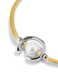 UNOde50  Sterling Silver-Plated Camel Thread Bracelet With Shell Pearl Accessory Size Medium