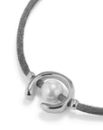 UNOde50  Sterling Silver-Plated Blackish Thread Bracelet With Shell Pearl Accessory Size Medium