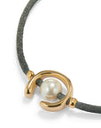 UNOde50  Gold Plated Blackish Thread Bracelet With Shell Pearl Accessory Size Medium