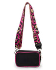 Neoprene Dual Zipper Crossbody - Black/ Hot Pink