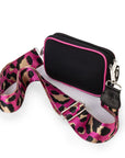 Neoprene Dual Zipper Crossbody - Black/ Hot Pink