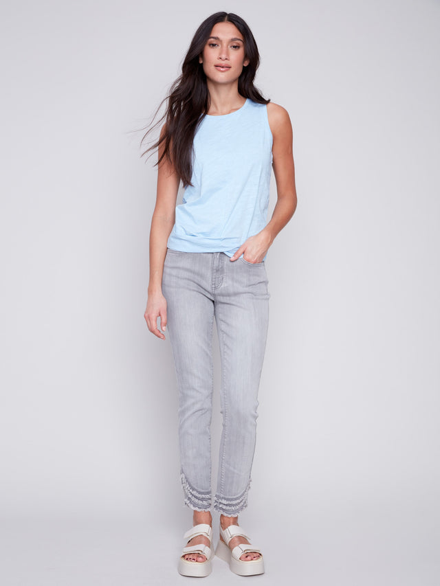 Organic Cotton Slub Tank Top - Sky