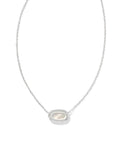 Kendra Scott Elisa Ridge Frame Short Pendant Necklace Silver Ivory Mother Of Pearl