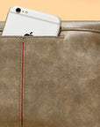 VIP Medium - Pewter Brushed Gold Red Zipper