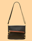 VIP Medium - Black with Brushed Gold Hardware and Red Zipper