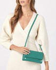 AJ Crossbody Clutch - Verdant Green Brushed Silver