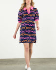 Chain Print Collared Dress Multi