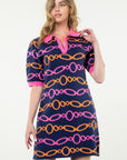 Chain Print Collared Dress Multi