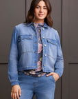 Textured Denim Jacket with Patchwork