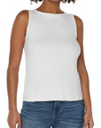 LC Sleeveless Boat Neck Rib Knit Top Snow