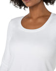 LC 3/4 Sleeve Scoop Neck Tee White