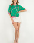 Green Short Sleeve Sweater