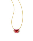 Kendra Scott Elisa Crystal Frame Short Pendant Necklace Gold Raspberry Illusion