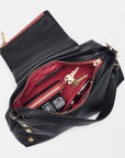 VIP Satchel - Black/ Brushed Gold Red Zipper