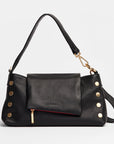 VIP Satchel - Black/ Brushed Gold Red Zipper